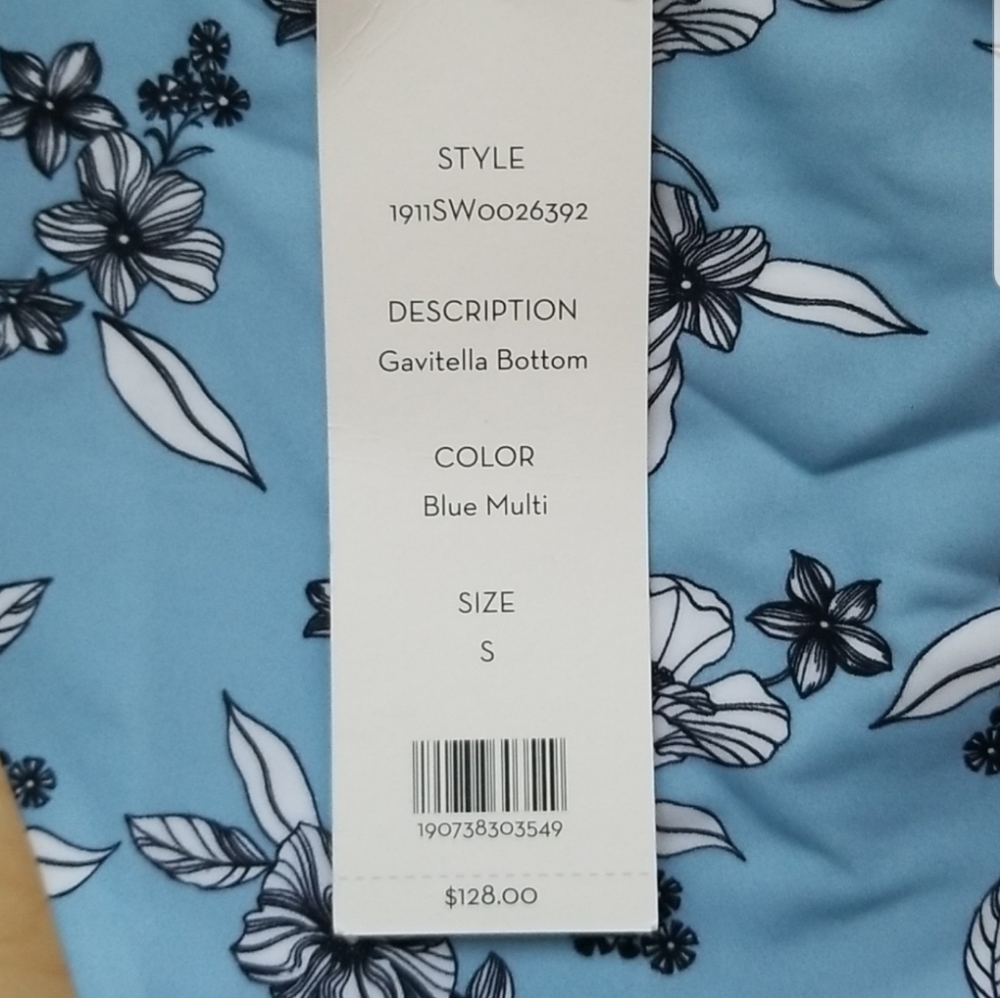 NWT Veronica Beard Gavitella floral blue bikini bottom string tie - Picture 3 of 7